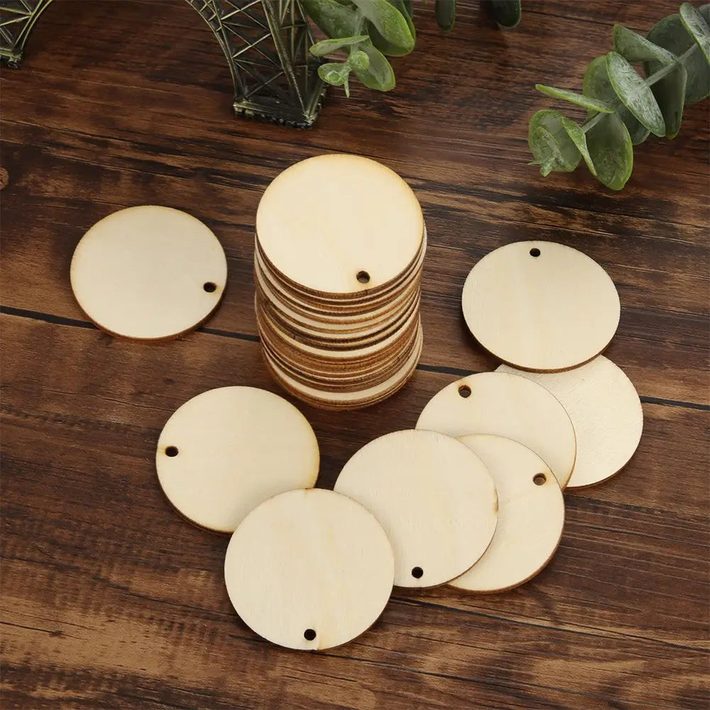 50pcs Round Laser Cut Wooden Craft Discs – DIY Scrapbooking Wood Craft Blanks SWANS