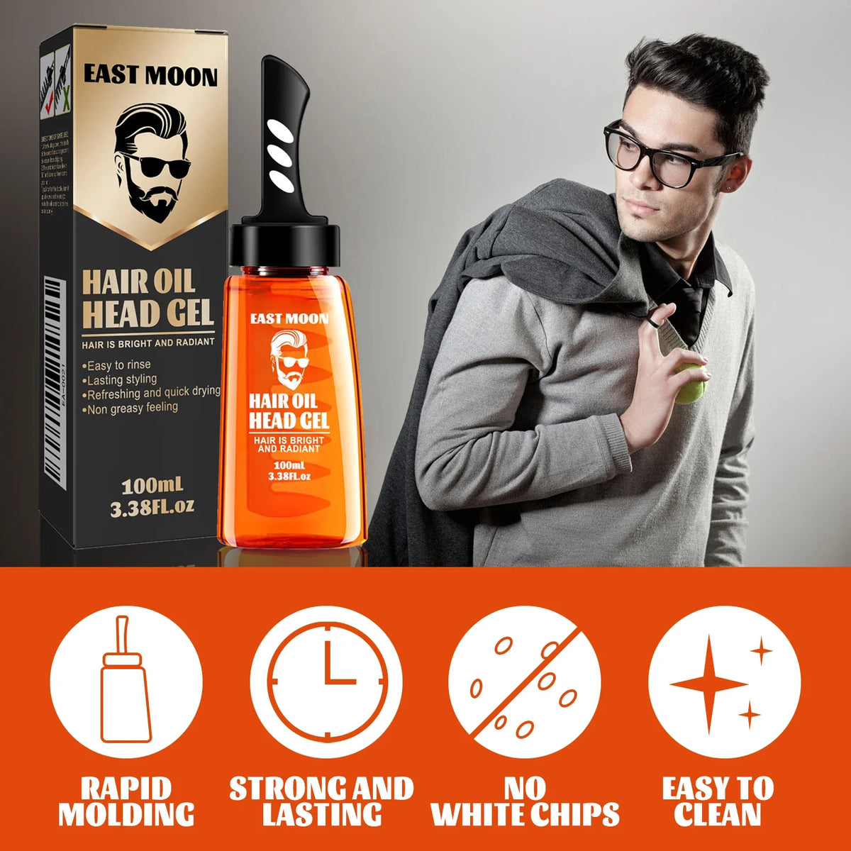 East Moon 2-in-1 Men's Hair Wax Comb – Strong Hold & Edge Control Men's Hair Wax SWANS