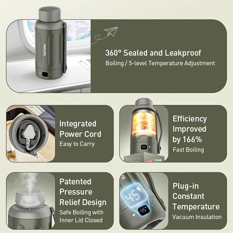 Philips AWP2785 Travel Electric Kettle 1L 12H Vacuum Insulation Travel Electric Kettle SWANS