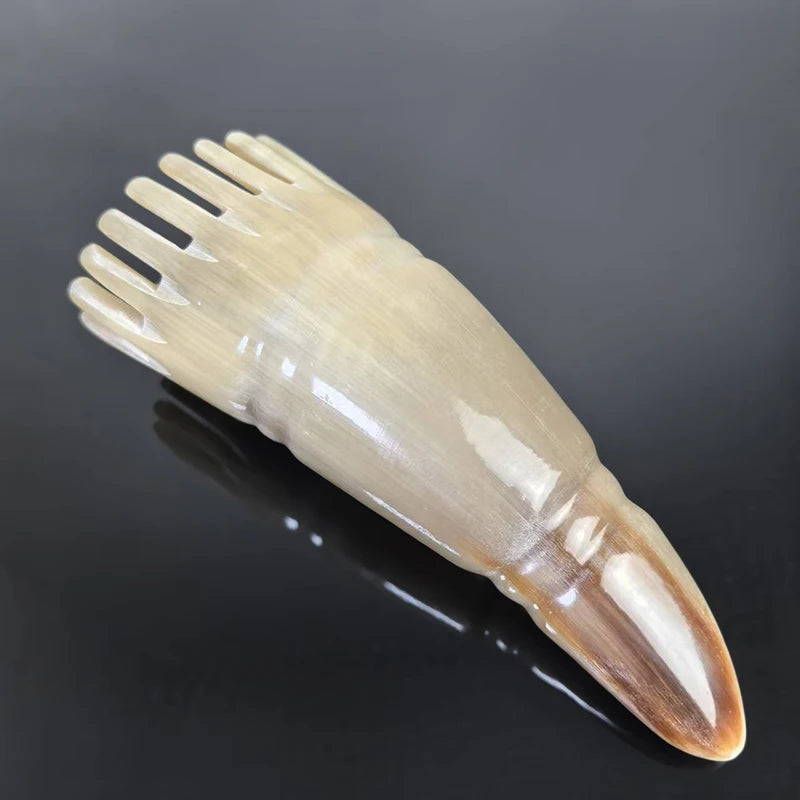 Wide Tooth Natural Horn Comb – Scalp Massage & Detangler Scalp Massage Comb SWANS 16CM white