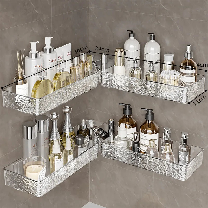 Punch-Free Corner Bathroom Shelf – Wall-Mounted Organizer Bathroom Corner Shelf SWANS B