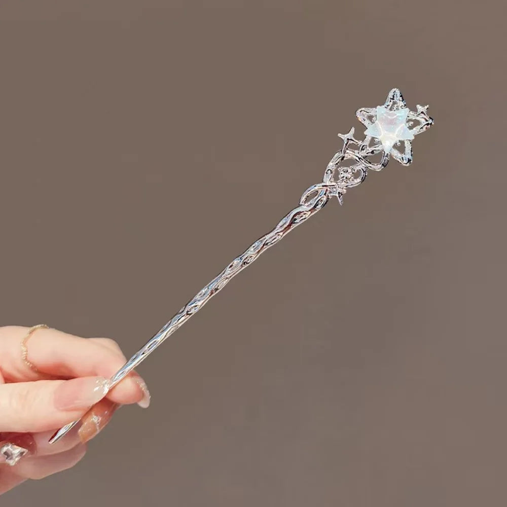 Star & Moon Hair Chopsticks – Zinc Alloy Moonstone Hairpin Hair Chopsticks SWANS Style 2
