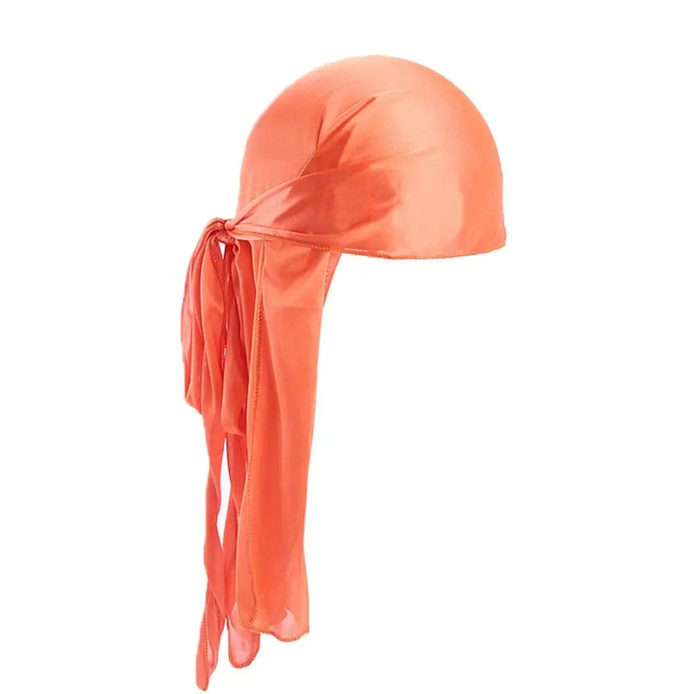 Pre-Tied Silk Durag Bandana Hat – Unisex Adjustable Head Wrap Bandana Head Wrap SWANS orange