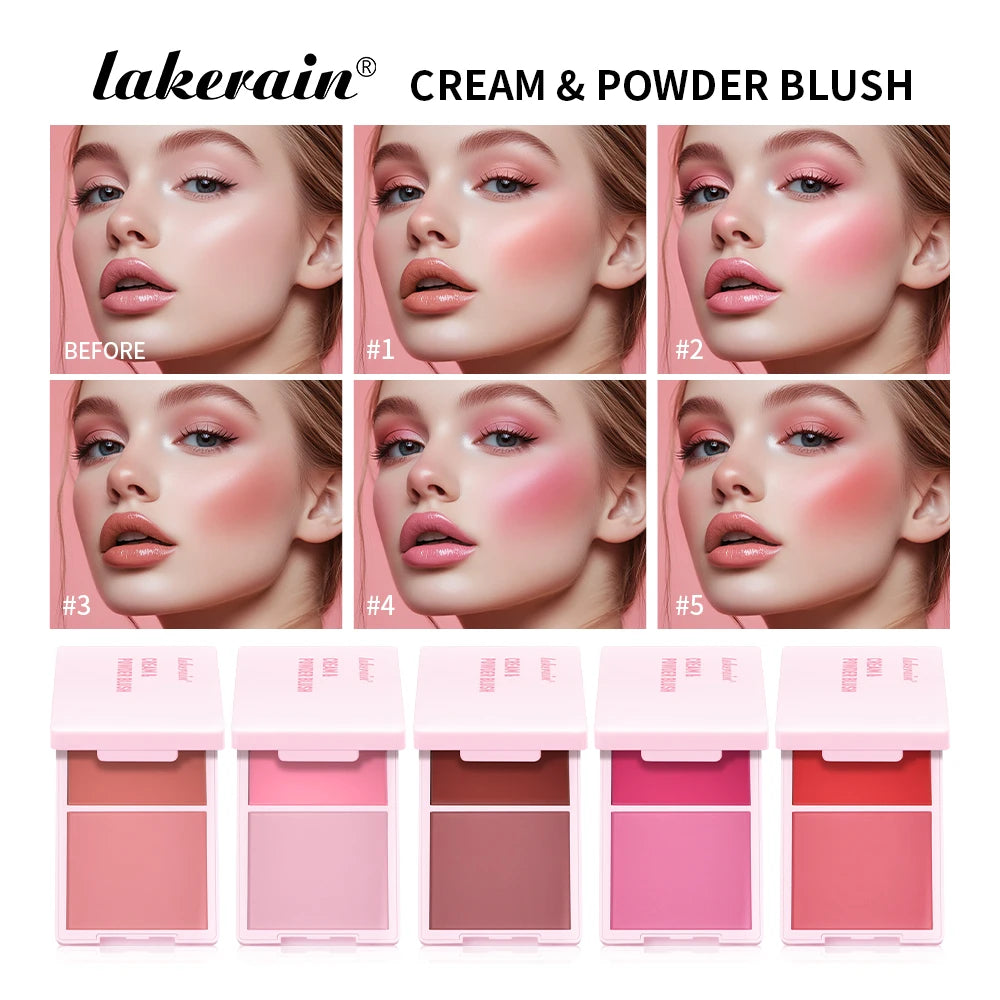 Lakerain Cream & Powder Blush – 5 Colors, High Pigment Face Blush Makeup SWANS