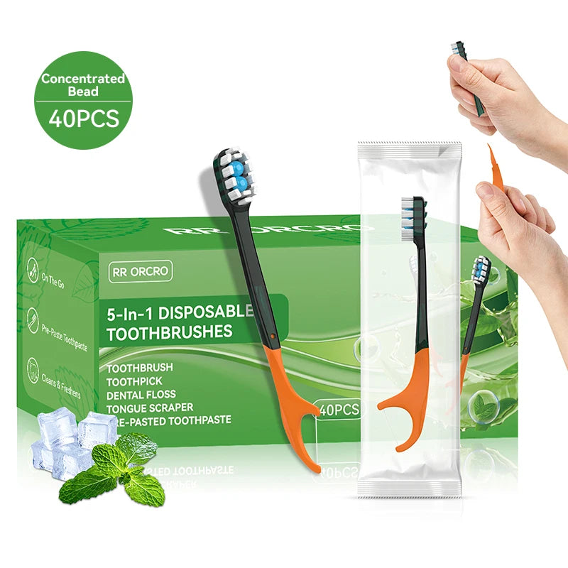 Yunchi Disposable Travel Toothbrush with Burst Bead & Toothpaste Disposable Toothbrush SWANS mouthwash 40pcs