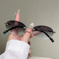 Rimless Oval Sunglasses UV400 Gradient Unisex Shades Fashion Sunglasses SWANS 6