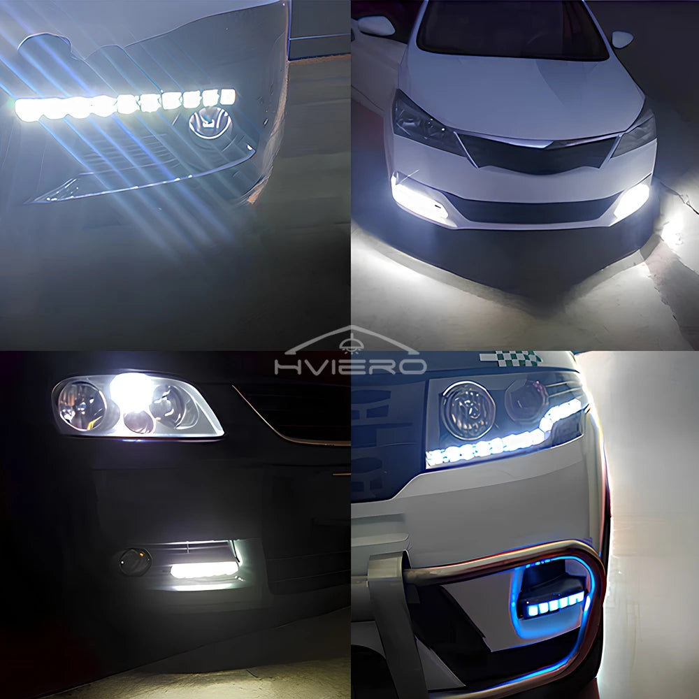 HVIERO 2-Pack Flexible 6-LED DRL Daytime Running Lights 12V Daytime Running Lights SWANS