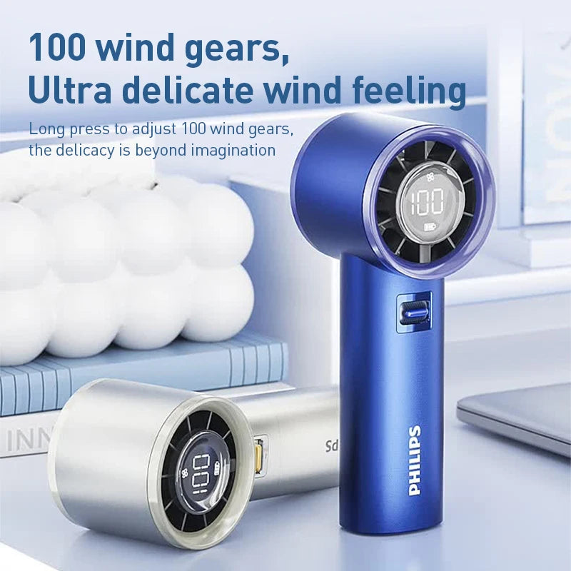 Philips Portable Handheld Fan 5000mAh Metal Shell USB-C 100-Speed Portable Handheld Fan SWANS