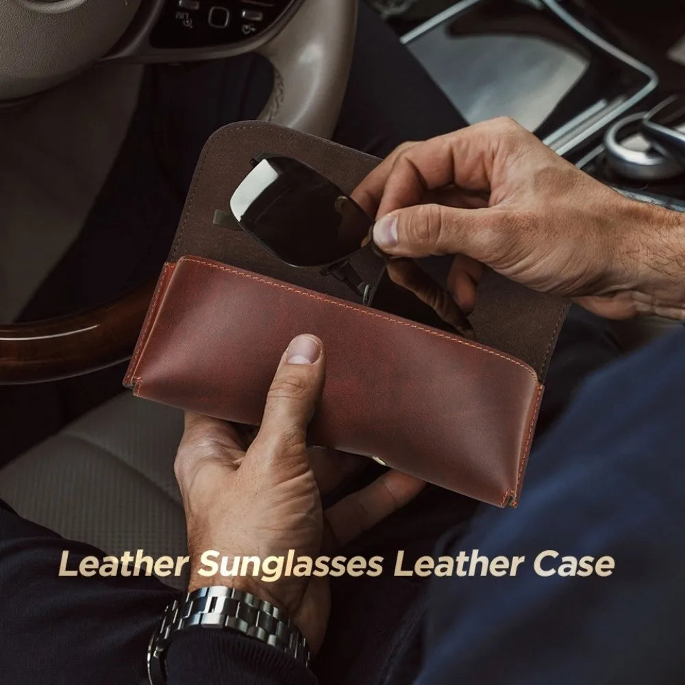Genuine Leather Glasses Case – Retro Travel Sunglasses Pouch Leather Glasses Case SWANS