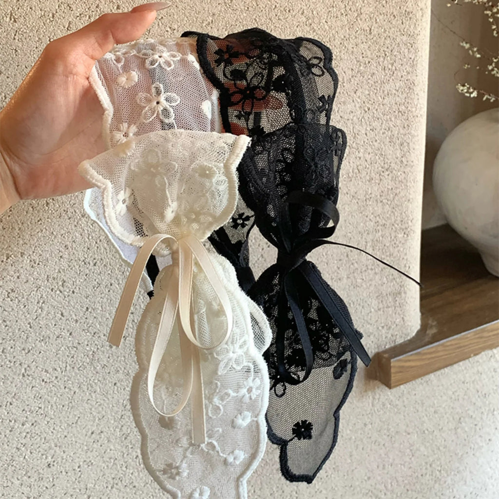 Lace Bow Headband – Elegant Black & White Hair Hoop for Women Lace Bow Headband SWANS