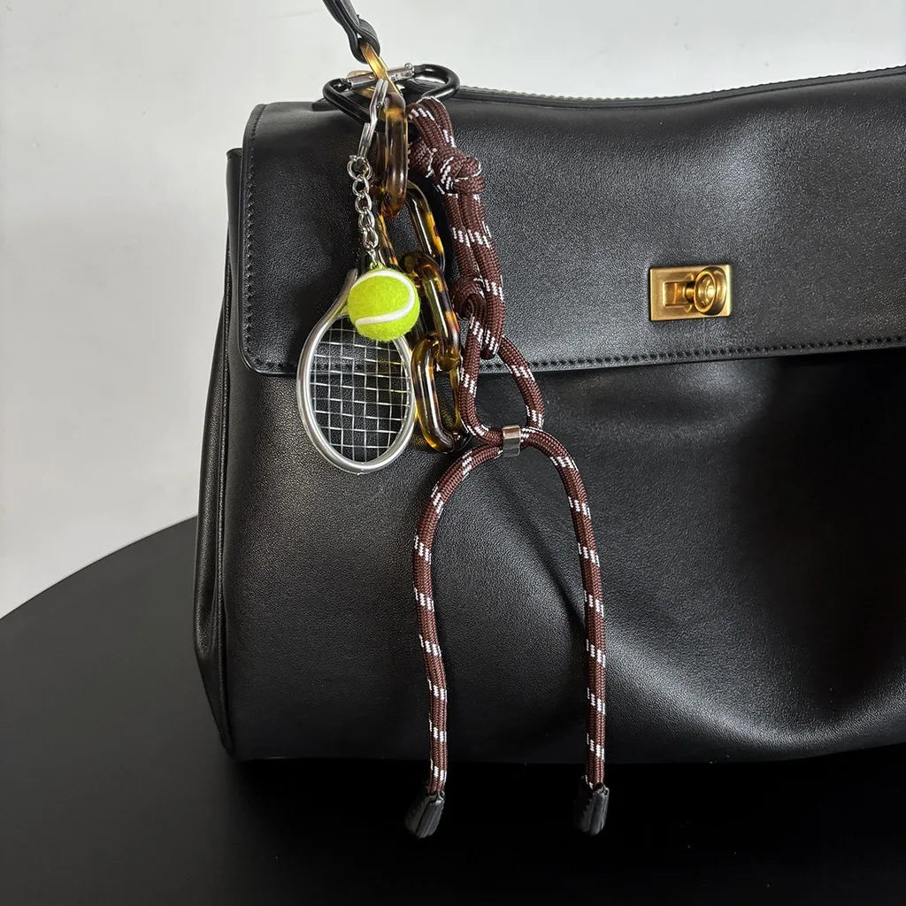 Tennis Racket Keychain – Minimalist Acrylic Bag Charm & Organizer Acrylic Keychain SWANS