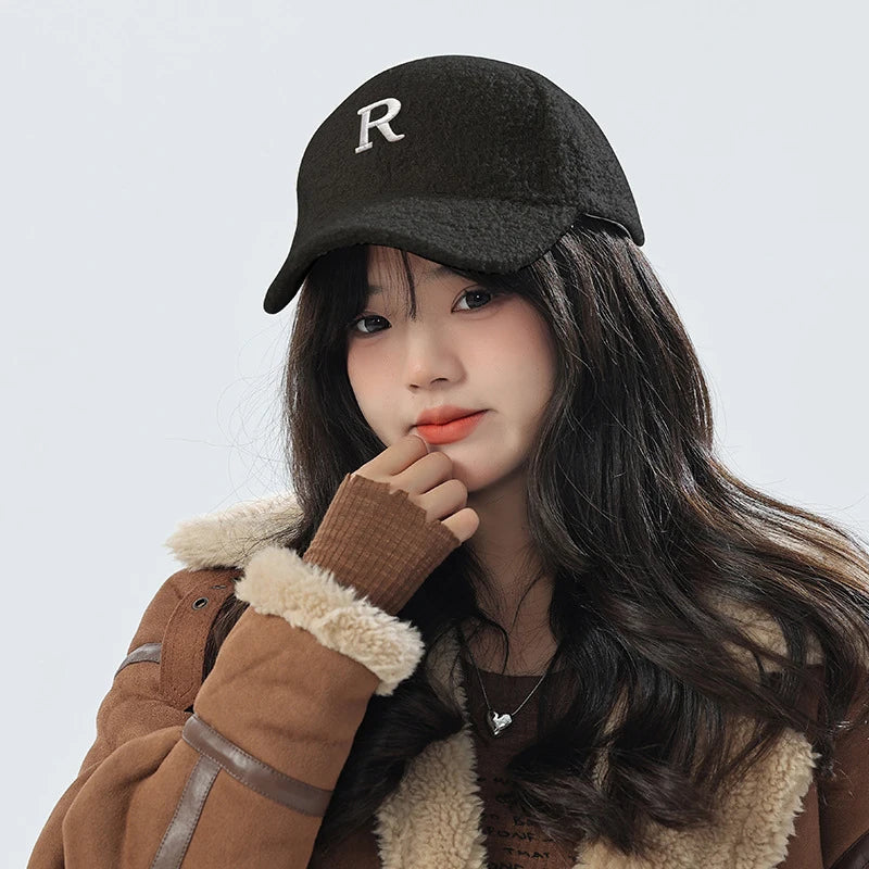 Women's Winter Plush Fleece Baseball Cap – Unisex Duck Bill Hat Fleece Baseball Cap SWANS