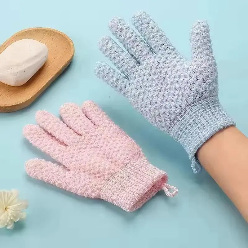 Five Finger Exfoliating Bath Gloves – Body Scrubbing Mitts Exfoliating Bath Gloves SWANS