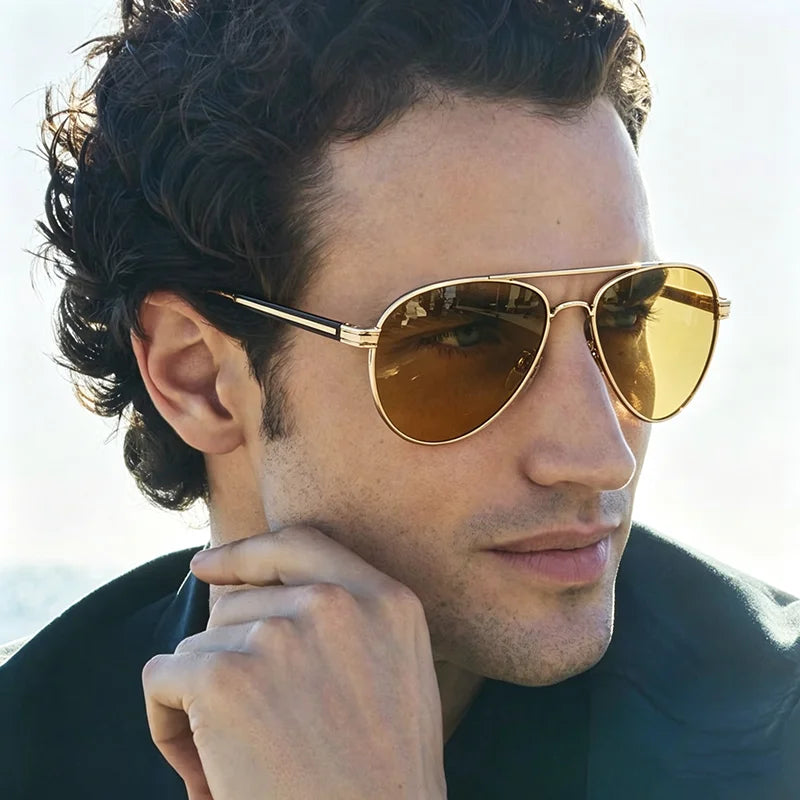 TOYEARN Vintage Pilot Sunglasses UV400 Double Bridge Unisex Pilot Sunglasses SWANS