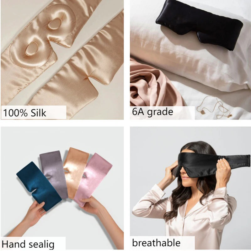 Luxury 100% Pure Silk Sleep Eye Mask – 3D Contoured Silk Sleep Mask SWANS