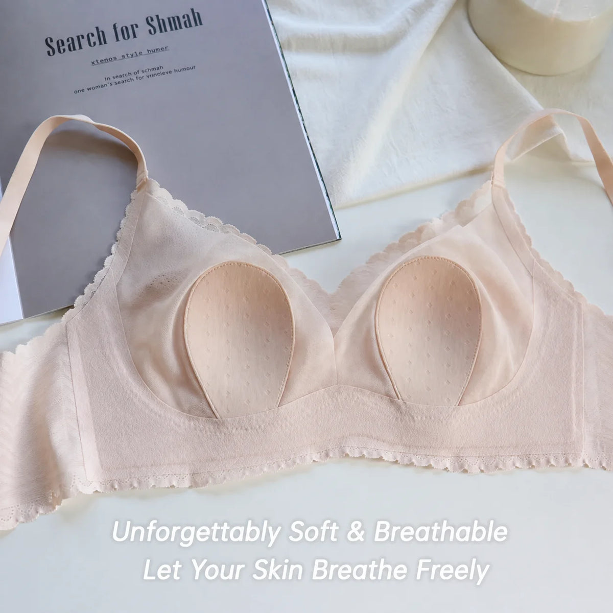 Natural Latex Wireless Lace Bra – Invisible 3/4 Cup Side Support Wireless Lace Bra SWANS
