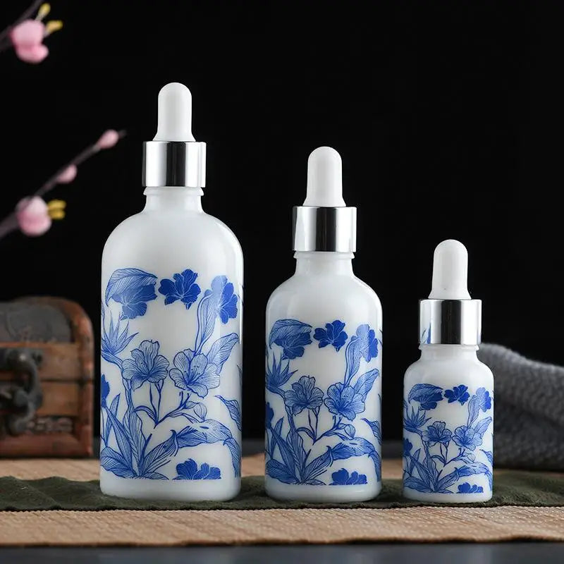 Ceramic Blue & White Porcelain Essential Oil Dropper Bottles Essential Oil Bottle SWANS