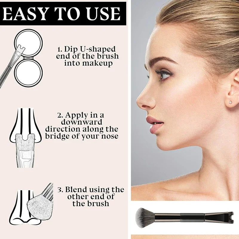 U-Shaped Nose Contour Brush – 2-in-1 Sculpting Makeup Tool Contour Makeup Brush SWANS
