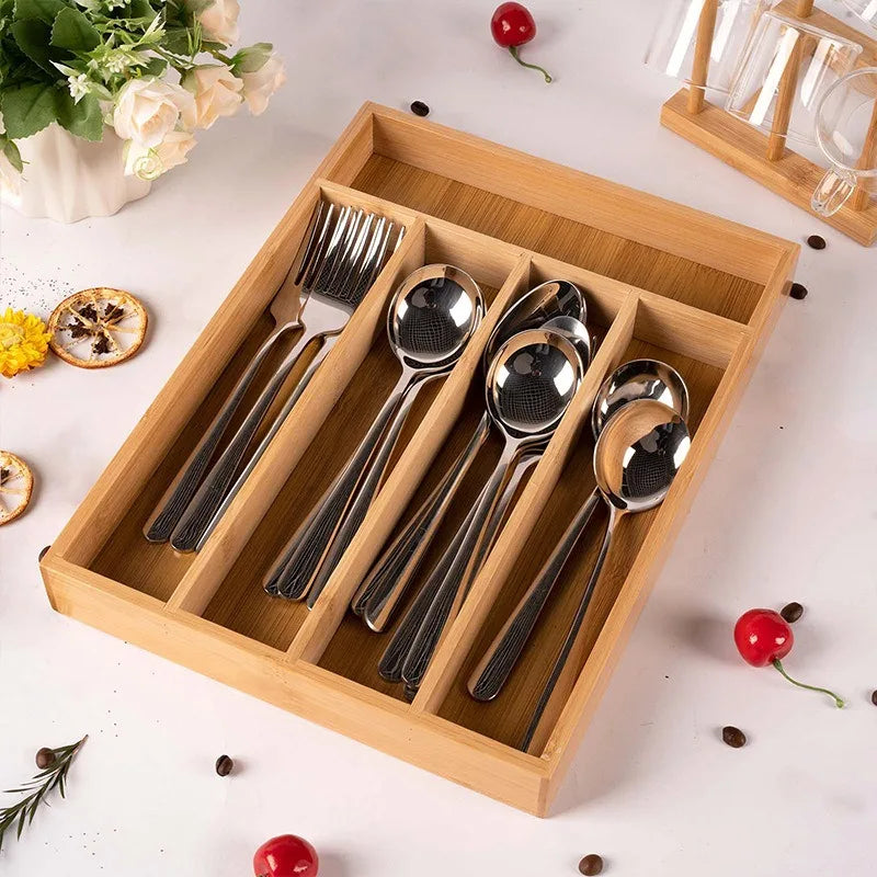 Bamboo Utensil Drawer Organizer – Cutlery & Silverware Tray Drawer Organizer Tray SWANS