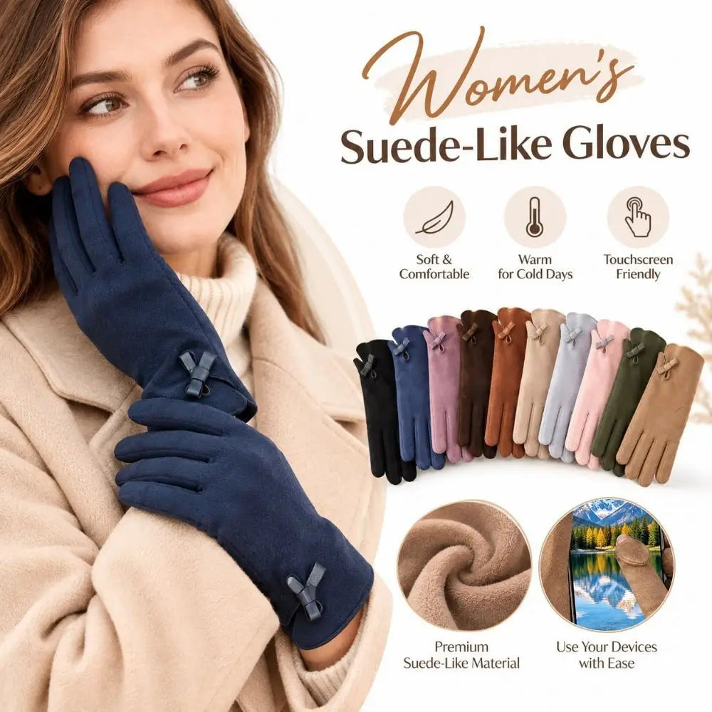 Women's Suede-Like Touchscreen Winter Gloves – Windproof Winter Cycling Gloves SWANS