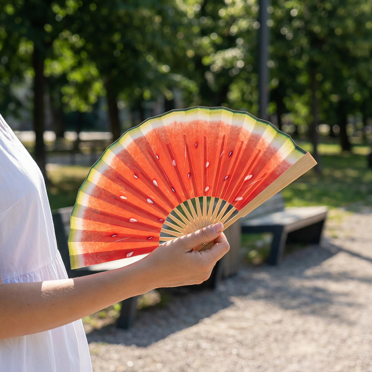 Watermelon Handpainted Bamboo Folding Fan – Summer Festivals Folding Hand Fan SWANS