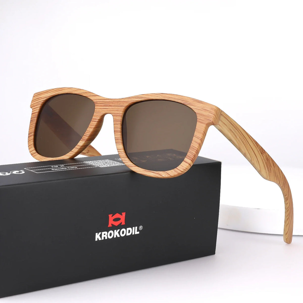 Krokodil UV400 Wood Frame Oval Sunglasses – Men & Women UV400 Sunglasses SWANS