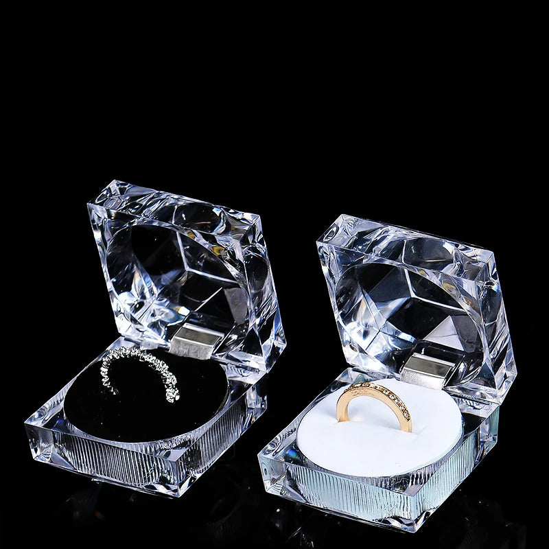 Acrylic Crystal Ring Box – Clear Jewelry Display & Gift Case Jewelry Storage Box SWANS