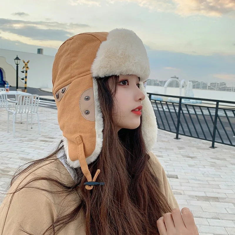 Women's Windproof Winter Knit Hat with Warm Ear Flaps | FAITOLAGI Winter Ear Flap Hat SWANS