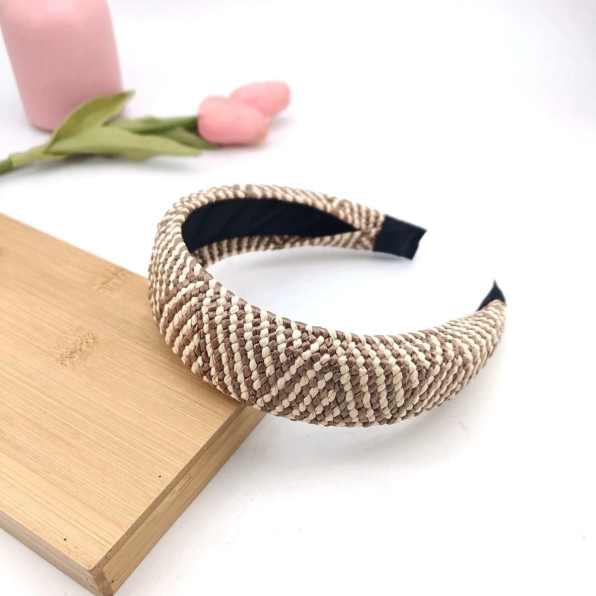 Woven Straw Wide Headband – Boho Hair Hoop for Women Hair Hoop Headband SWANS 05