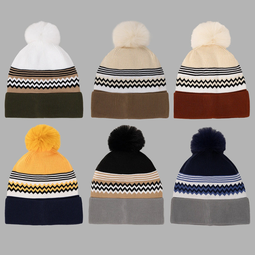 Women's Fluffy Pom-Pom Beanie – Warm Knit Winter Hat Winter Knit Beanie SWANS