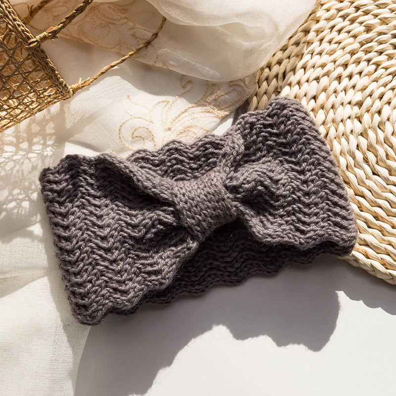 Women's Twist Knit Wide Headband – Soft Elastic Turban Wrap Knit Turban Headband SWANS deep gray One Size