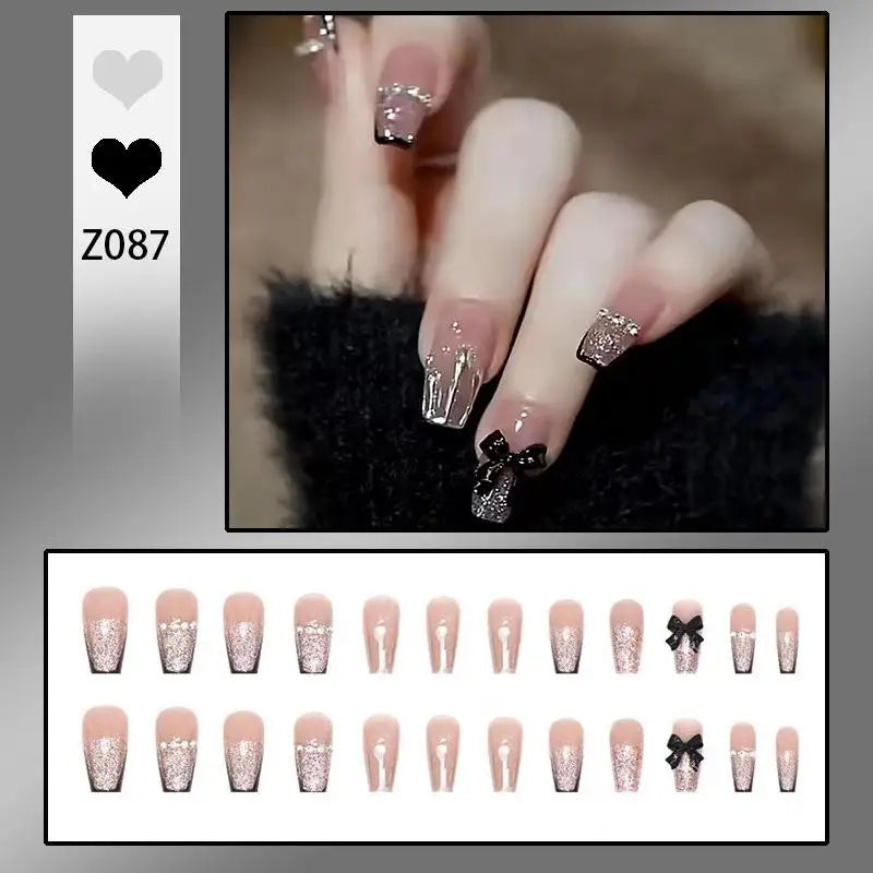 Press-On French Tip Acrylic Nails – 24pc Short Fake Nail Set
