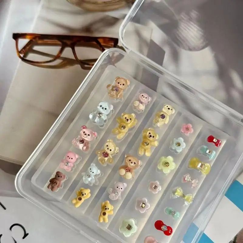 3D Nail Art Silicone Mold – Bear Flower Bow Carving Template Nail Art Mold SWANS
