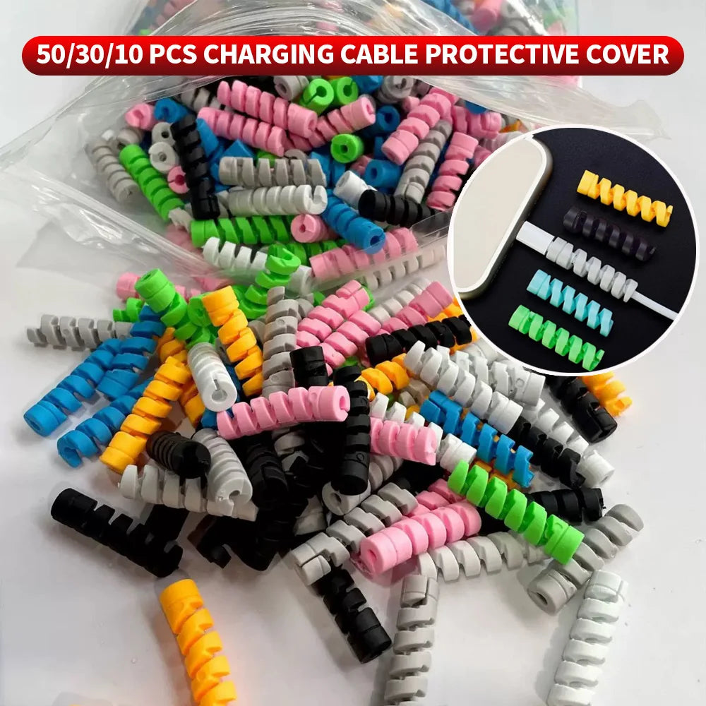 Silicone Spiral Cable Protector & Organizer – 10/30/50 Pack Cable Protector SWANS