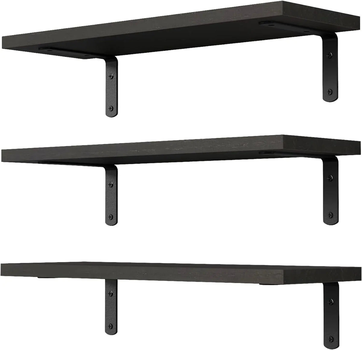 SWANS Wooden Wall Floating Shelves 2-Set – Home & Bathroom Floating Wall Shelves SWANS Black