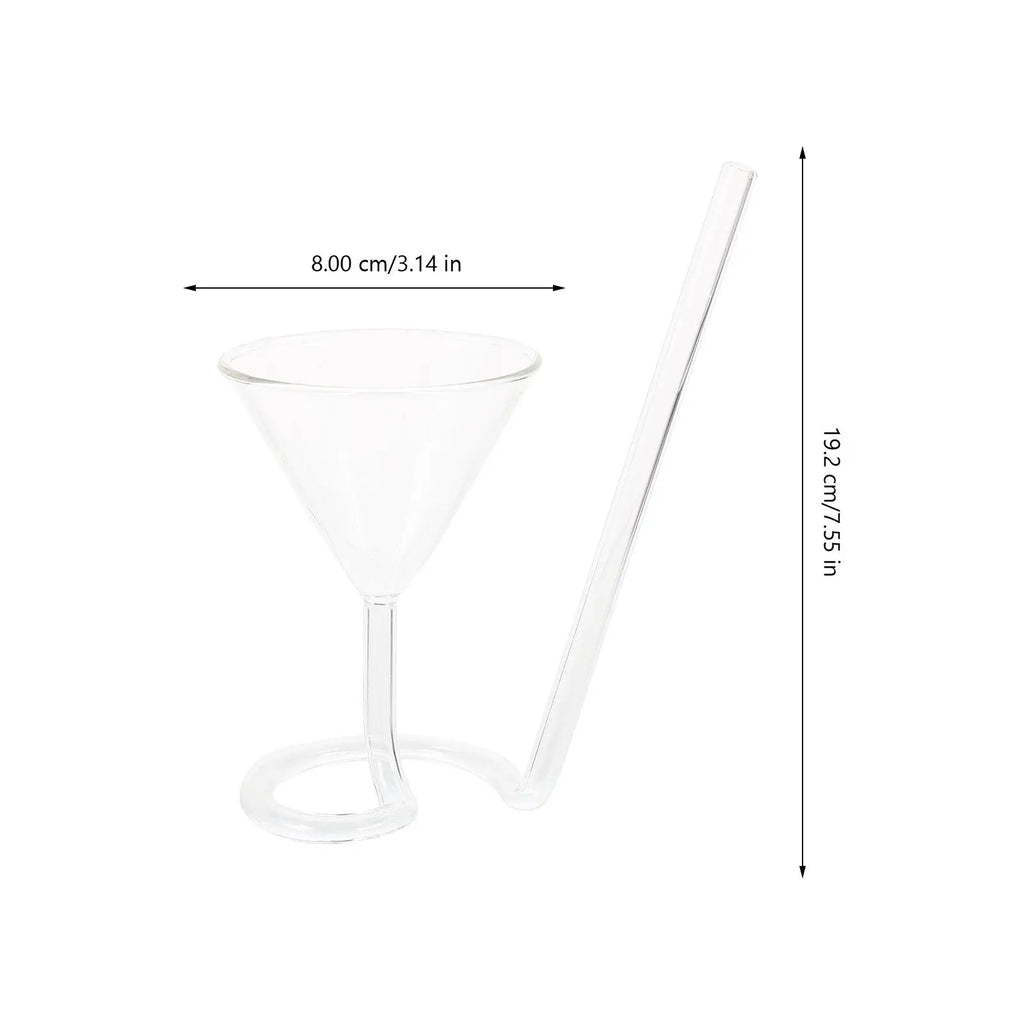 SWANS Spiral Wine Glass with Integrated Straw | Party Cocktail Cup Cocktail Glass SWANS Transparent