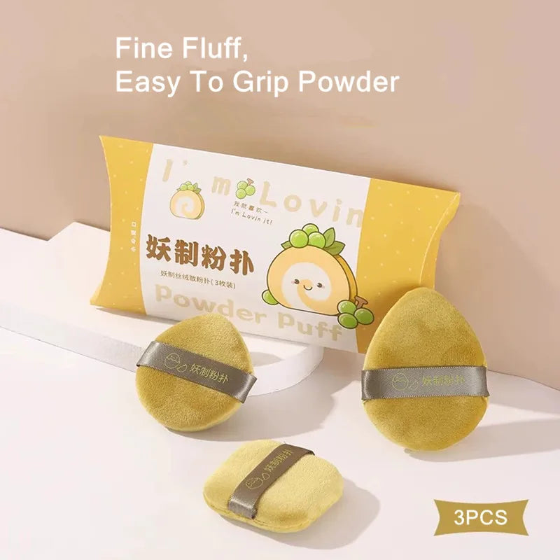 YAOZHI 3-Pack Velvet Makeup Puffs – Powder & Highlighter Set Makeup Applicator Puffs SWANS