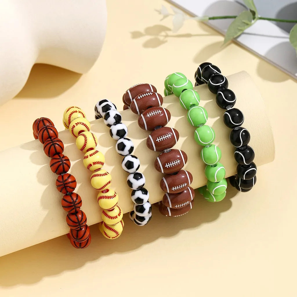 Sports Ball Beaded Bracelet – Unisex Acrylic Charm Beaded Charm Bracelet SWANS