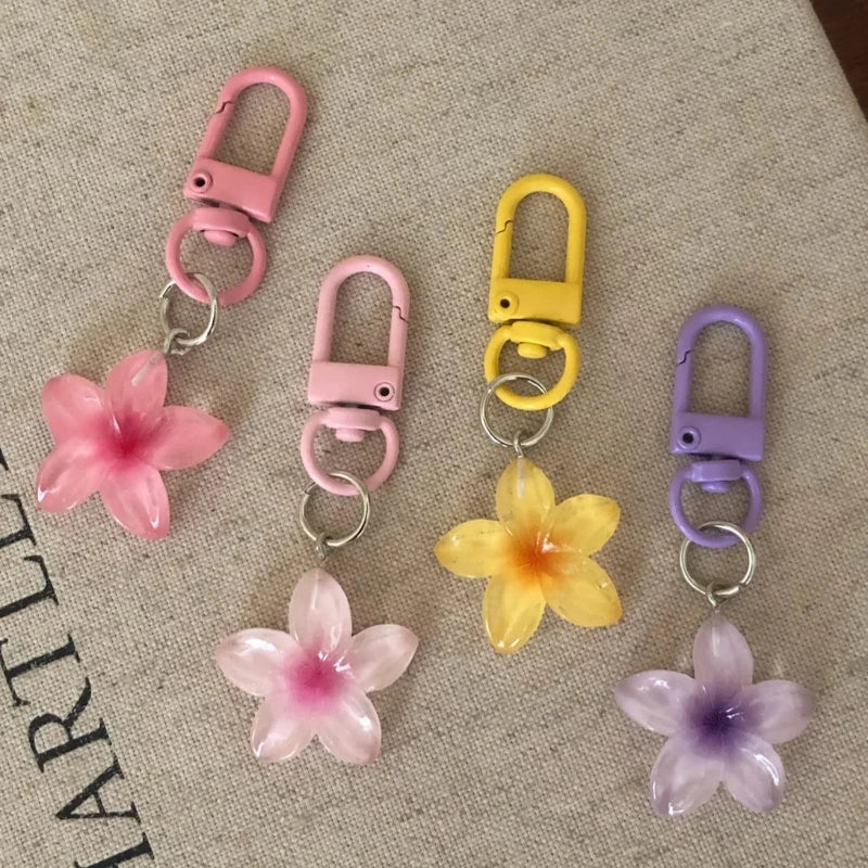Transparent Floral Keychain – Cute Aesthetic Key Holder Charm Fashion Keychain SWANS