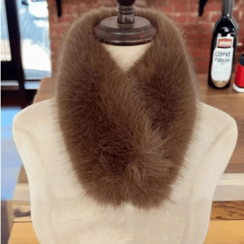 Faux Fox Fur Neck Warmer – Double-Sided Loop Scarf & Collar Fur Neck Warmer SWANS