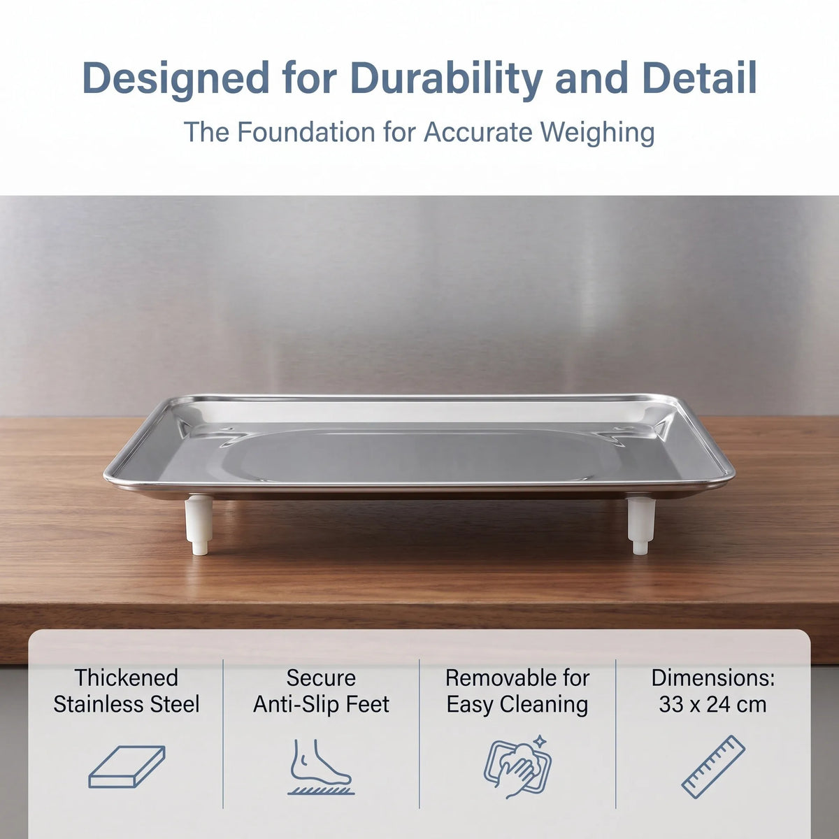 Stainless Steel Scale Tray 13x9.45" Non-Slip Weighing Pan Scale Weighing Tray SWANS