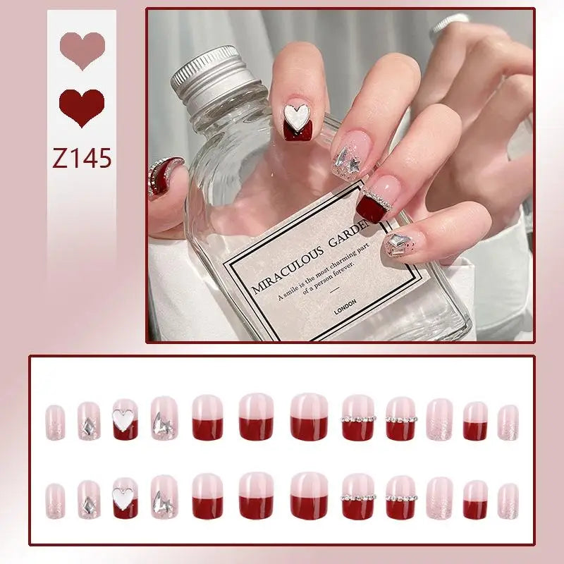 Press-On French Tip Acrylic Nails – 24pc Short Fake Nail Set
