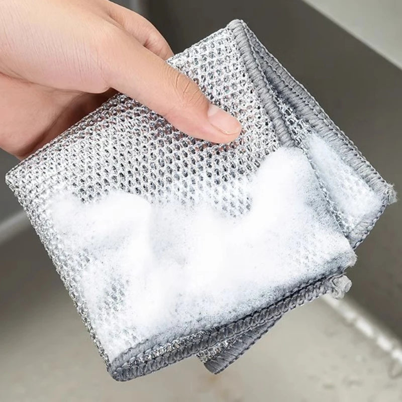 SWANS Steel Wire Dish Cloth – Double-Sided Pot Scrubber Kitchen Scrubber Cloth SWANS