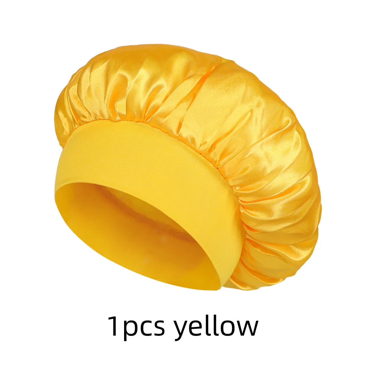 Satin Sleep Bonnet for Natural Curly Hair – Women's Silk Cap Satin Sleep Bonnet SWANS 1pcs yellow