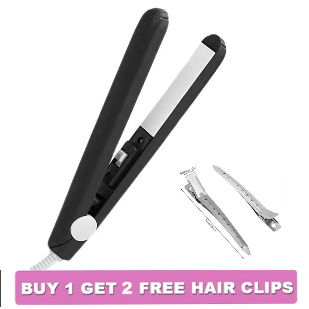 YIBER Mini 2-in-1 Ceramic Flat Iron – Travel Hair Straightener Hair Straightener Curler SWANS Classic Black EU