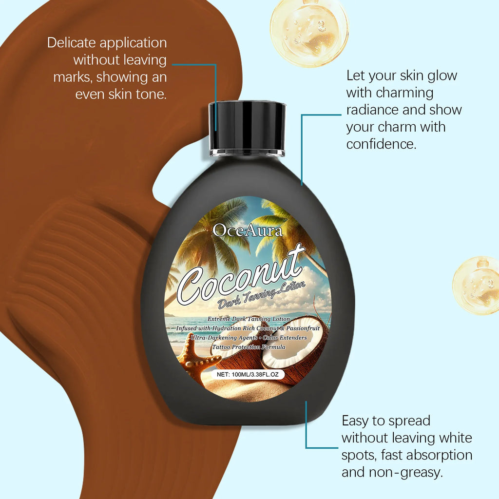 OceAura Coconut Dark Tanning Lotion – Sunless Bronzer Self Tanner Self Tanning Lotion SWANS