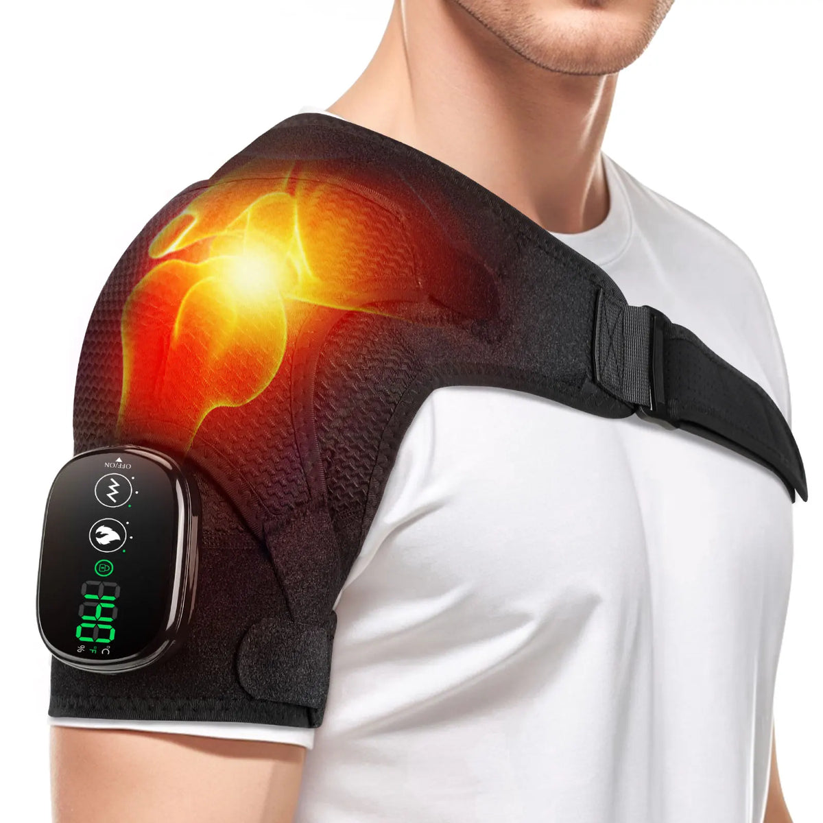 SWANS Electric Heating Shoulder Wrap – LED Massage Brace Heating Shoulder Wrap SWANS Black
