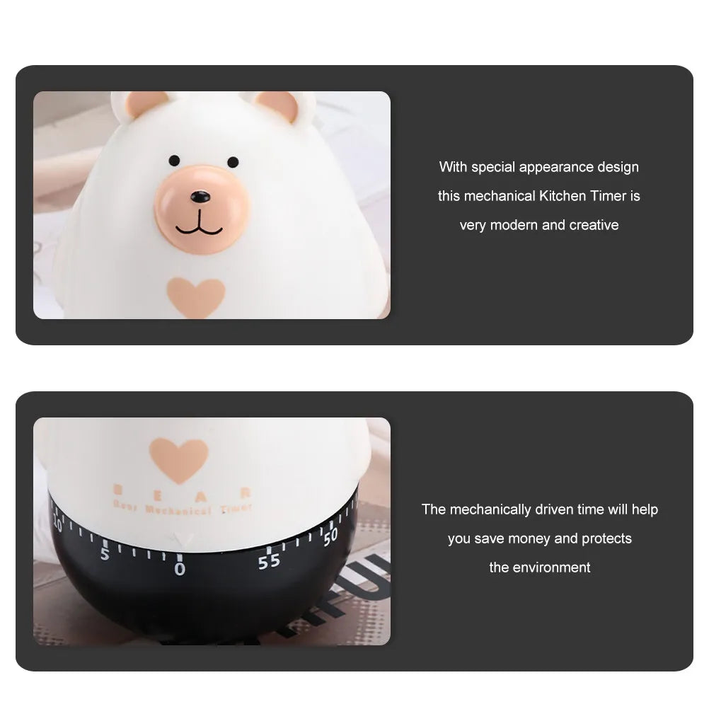 Bear Shape Mechanical Kitchen Timer – Cute Cartoon Countdown Mechanical Kitchen Timer SWANS