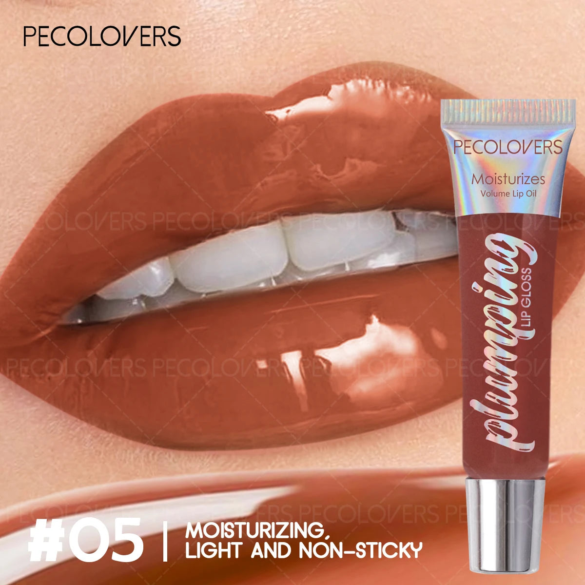 Waterproof Glitter Lip Oil – Clear Nourishing Lip Gloss Glitter Lip Gloss SWANS 05