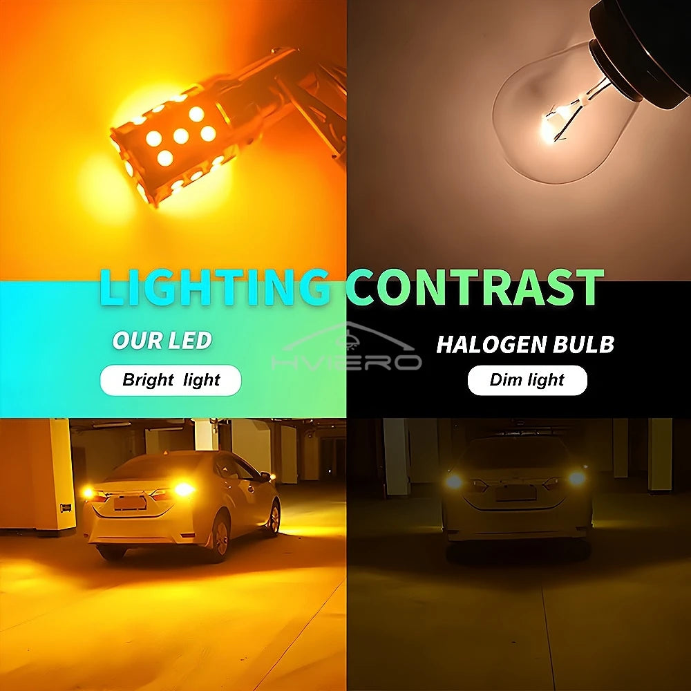 HVIERO T20 W21W LED Turn Signal Bulb Canbus 3030 35SMD 12V LED Car Bulb SWANS